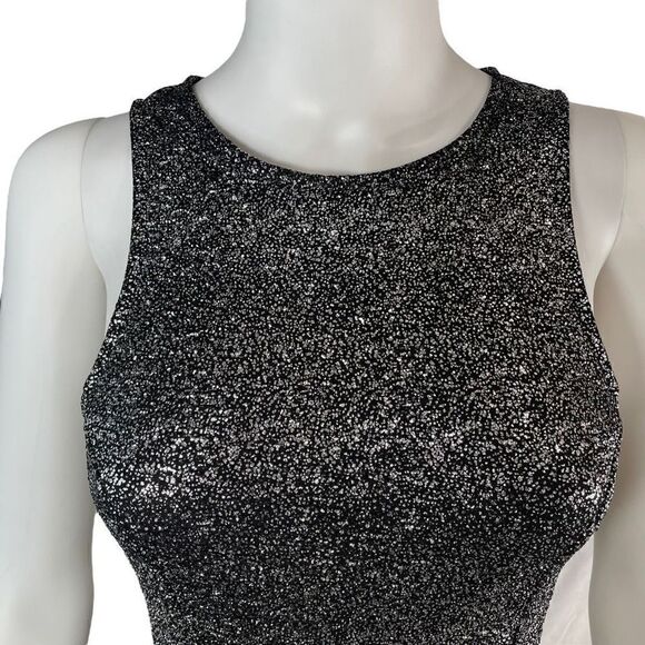 Everly Women’s Small Silver Sparkle Fit & Flare Mini Dress Sleeveless - Picture 3 of 10